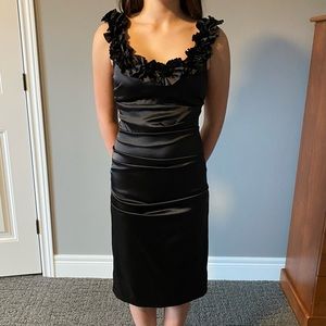 Le Château Black Satin Cocktail Dress